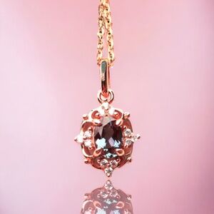 Solid 14k Rose Gold or Yellow Gold - Color Change Alexandrite Pendant | No Chain